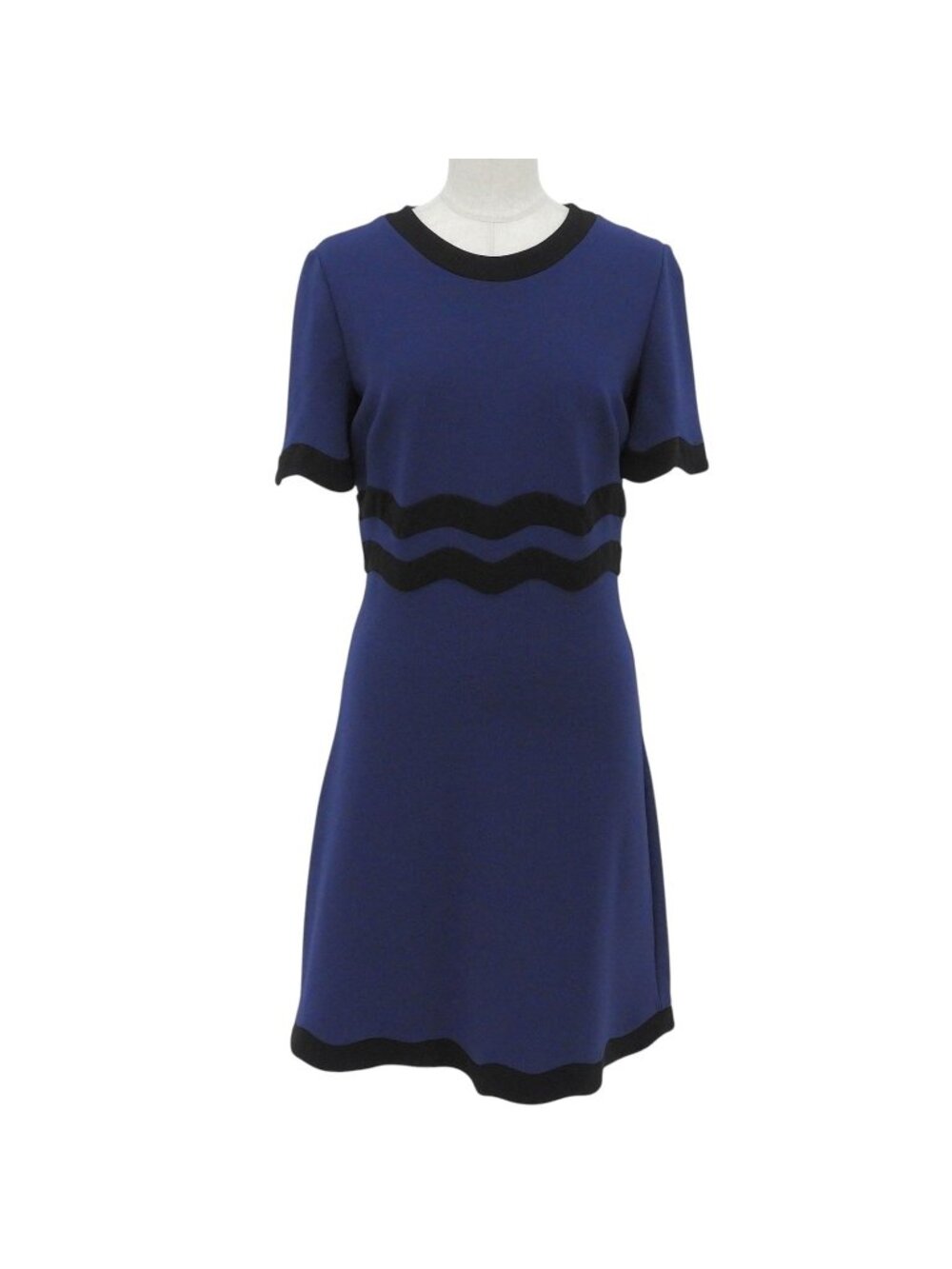 Gucci Bicolor Crew Neck Short Sleeve Dress Navy Black